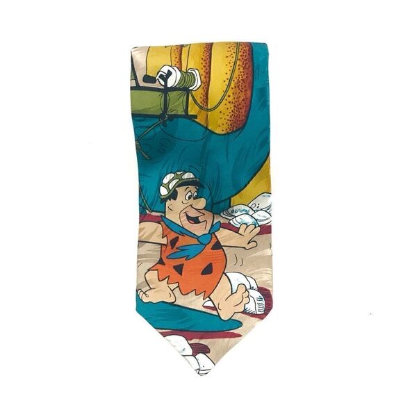Vintage RM Style 1993 Hanna Barbara Flintstones “Quittin’ Time” Silk Tie - Picture 3 of 6